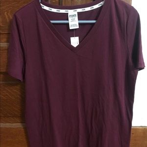 SOLD!!! PINK Maroon V-neck Tee - Medium - NWT